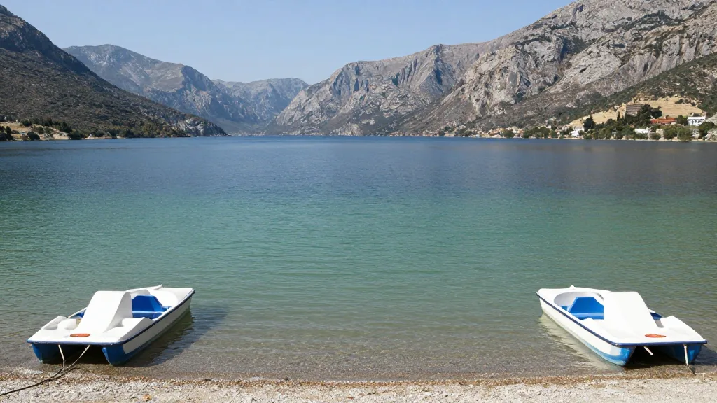 Le lac de Kournas au pied des montagnes
