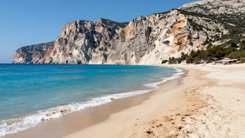 La grande plage de Plakias sur la côte sud de la Crète