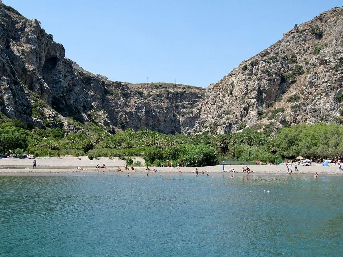 La plage de Preveli vue depuis la mer